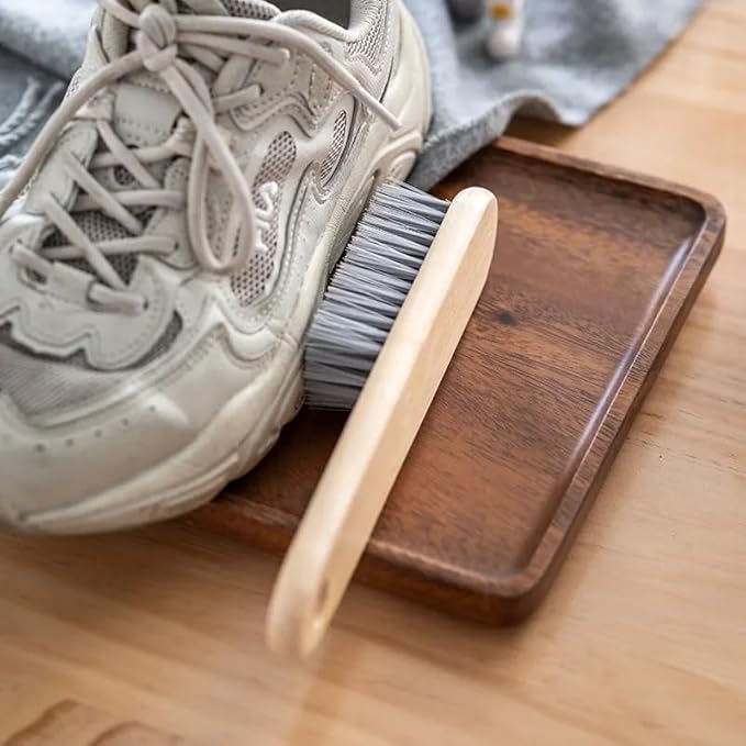 Laundry Stain Brush - Wooden Handle Clothes Cleaning Brush, Soft Bristle Fabric Scrubber, Effective Laundry Brush for Gentle and Damage-Free Stain Removal