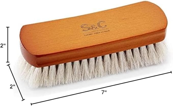 Premium Horsehair Shoe Polish Brush – Handcrafted Beechwood Shoe Brush for Shine and Buffing – Luxurious Shoe Shine Brush with Soft Horsehair Bristles (White)