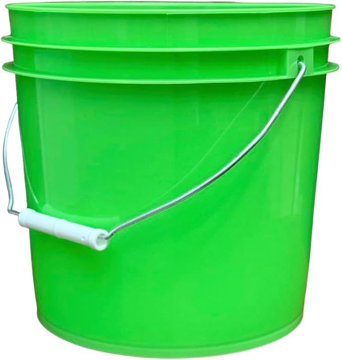 House Naturals 2 Gallon Food Grade - BPA Free Made in USA Buckets Lime Color pails with Screw On Gasket Lids (5, Lime - Orange lids)