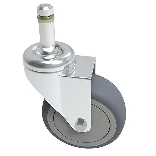 5-Inch Swivel Caster Wheels, 7/16-Inch Stem Diameter Rubber Wheel, Heavy Duty TPR Thermoplastic Rubber Replacement Wheels, 225-lb per Wheel- 4 Pack