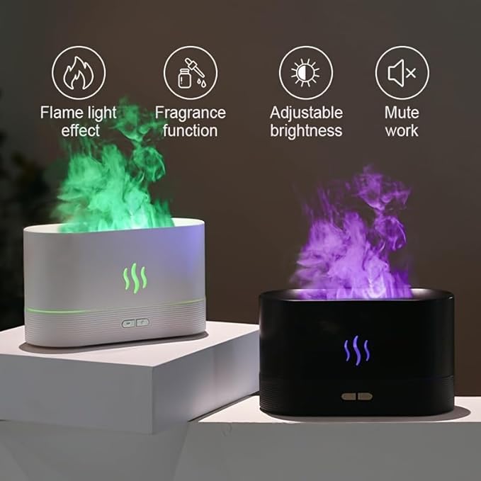 Modern Portable EmberAire Cool Mist Faux Fire Humidifier (WHITE)