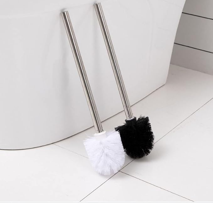 6PCS Toilet Brush Plastic Toilet Brushes Toilet Bowl Cleaner Brush Toilet Replacement Brush Bathroom Cleaning Brushes with Stainless Steel Handle. (Black)