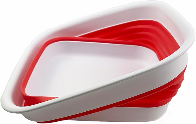 SAMMART 8L (2.1 Gallon) Collapsible Tub - Foldable Dish Tub - Portable Washing Basin - Space Saving Plastic Washtub (White/Coral Pink)