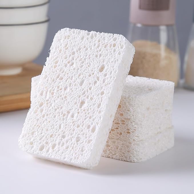 6 - Pack Non-Scratch Scrub Sponges - Sponges for Dishes and Washing Dishes, Cleaning Sponges for Kitchen Home Office, Magical 3D DIY Art and Craft Suppliers(White)