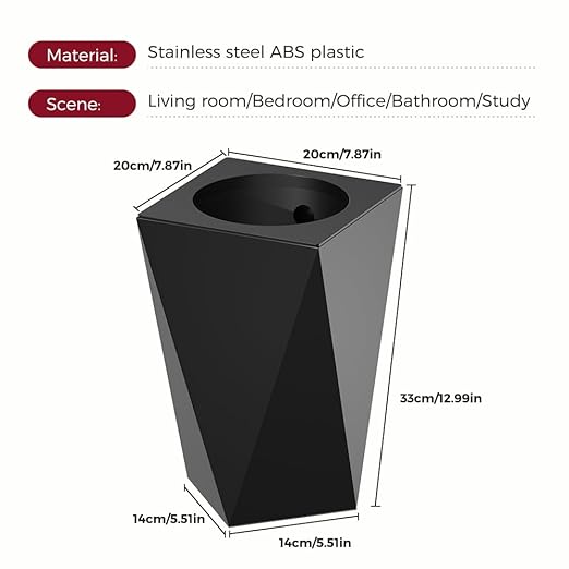 10L/2.6GAL Modern Open top Garbage can,Cream Bathroom tarsh can,Small Gold Wastebasket for Bathroom,Bedroom,Office,Living Room,Hotel (Black)