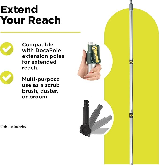 DOCA Scrub Brush 6-24 Ft with Long Handle Extension Pole - Outdoor Broom and Scrubbing Brush for House Floor, Deck, Patio, Car - Brush Set