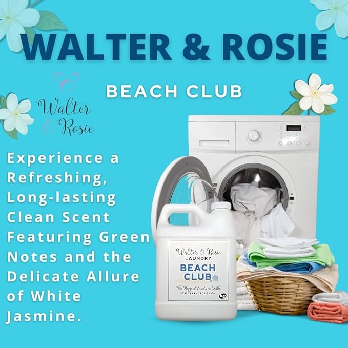 Walter & Rosie Beach Club Luxury Laundry Detergent - Park Inspired Scent with Green Notes & White Jasmine - Highly Fragrant Laundry Detergent - The Happiest Detergent on Earth - 32 Oz