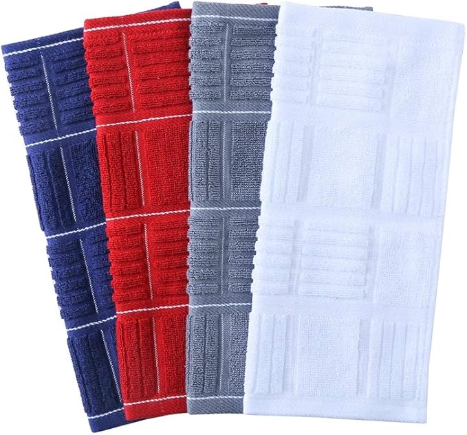 Glynniss Kitchen Dish Cloths for Washing Dishes, Cotton Dish Rags for Drying Cleaning, Pack of 8 Dishcloths (Navy Blue, 12x12 inches)