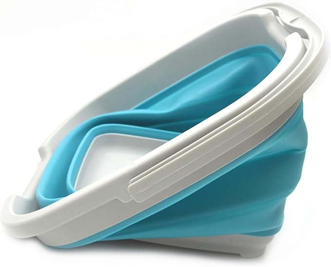 SAMMART 10L (2.6 Gallon) Collapsible Rectangular Handy Bucket (2, Grey/Bright Blue)