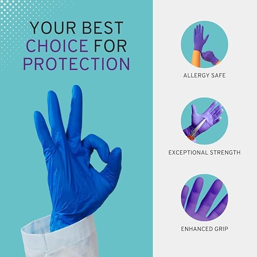 SafeWay Nitrile Gloves, 2000 Ct, Medium, Powder-Free, Latex-Free, All-Purpose, Professional Disposable Gloves with Textured Fingertips for Medical Use, Food Prep, Cleaning, Tattoo & More