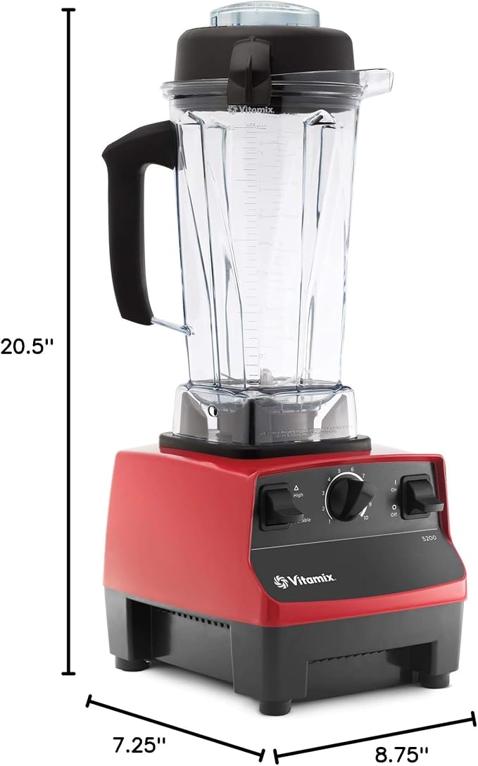 Vitamix 5200 Blender, Professional-Grade Blender for Smoothies, Soups, Ice Cream and More, Stainless-Steel Blades, Self-Cleaning Kitchen Appliance, 64 Oz Container, Red