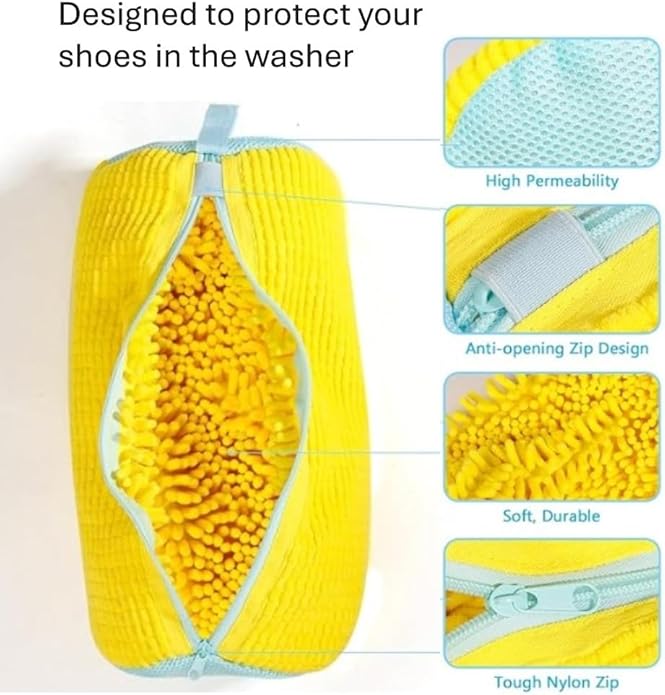 Shoe Laundry Cleaning Bag for Sneakers Tennis Shoes, 1pc Shoe Washing Machine bag, 2 Pairs of Adjustable Shoe Trees, 1 Cleaning Shoe Brush, 1 Bag for Drying Shoes, bolsa de zapatos para lavadora