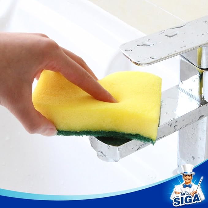 MR.SIGA Heavy Duty Scrub Sponge, 24 Count, Size:11 x 7 x 3cm, 4.3" x 2.8" x 1.2"