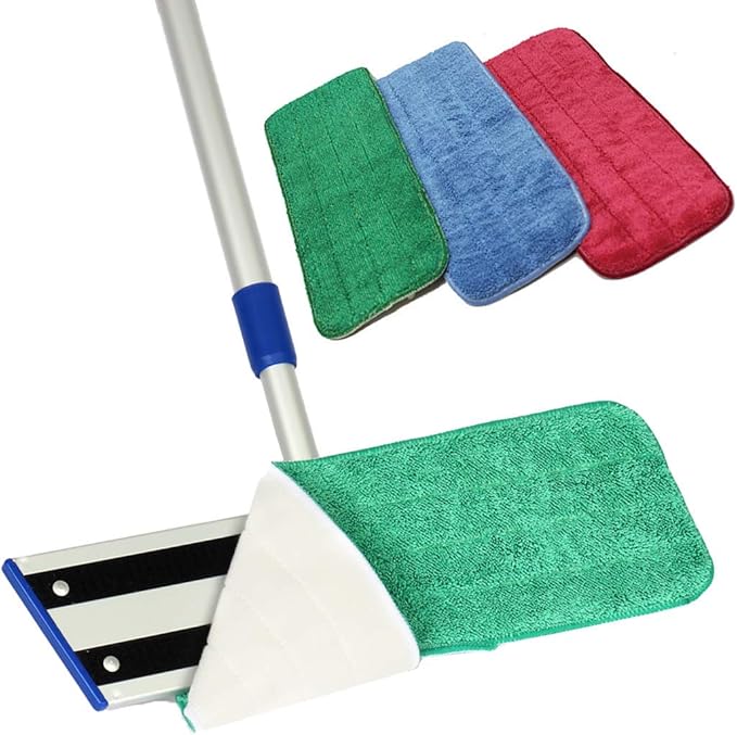 Arkwright Spray Mop Replacement Pads - (Pack of 12) Bulk Microfiber Flat Dry and Wet Refill Mop Pads Floor Cleaning, Compatible with Bona and Rubbermaid, Fits All Mop Heads, 13 in, Green