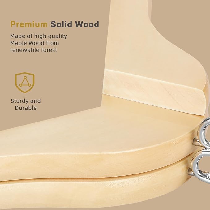 TOPIA HANGER Wooden Hangers 30 Pack, Space Saving Coat Hanger with 360° Swivel Cascading Loop Hook, Non Slip Pants Bar and Shoulder Notches for Camisole, Jacket, Suit, Clothes Hangers -CT74N30
