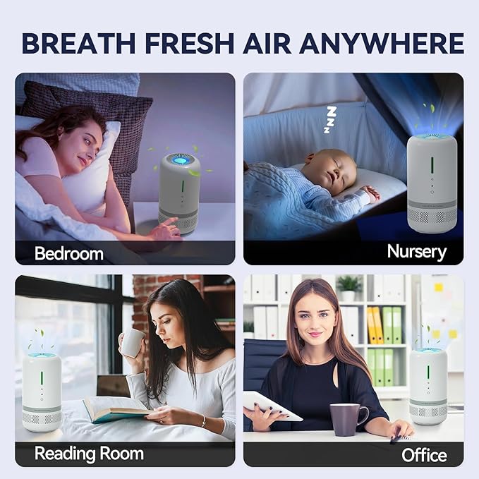 Air Purifiers for Home,H13 HEPA Small Air Purifier for Room up to 960ft²,Air Purifiers for Home Pets,Odor,Dust,Quiet Air Cleaner for Office,Living Room,Bedroom,White 2 Pack