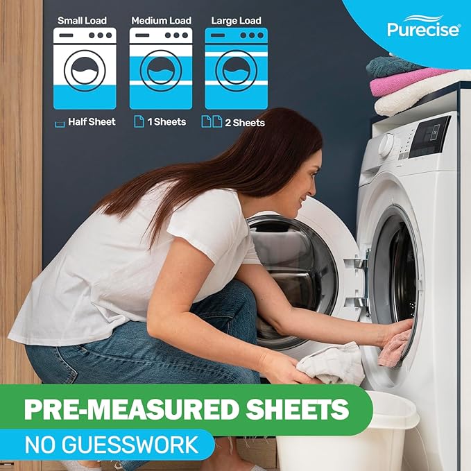 Purecise - Toss & Go - Fresh Meadow Laundry Detergent Sheets - Powerful Clean, No Mess, Fast-Dissolving, No Residue - 60 Loads - 30ct Pack of 1