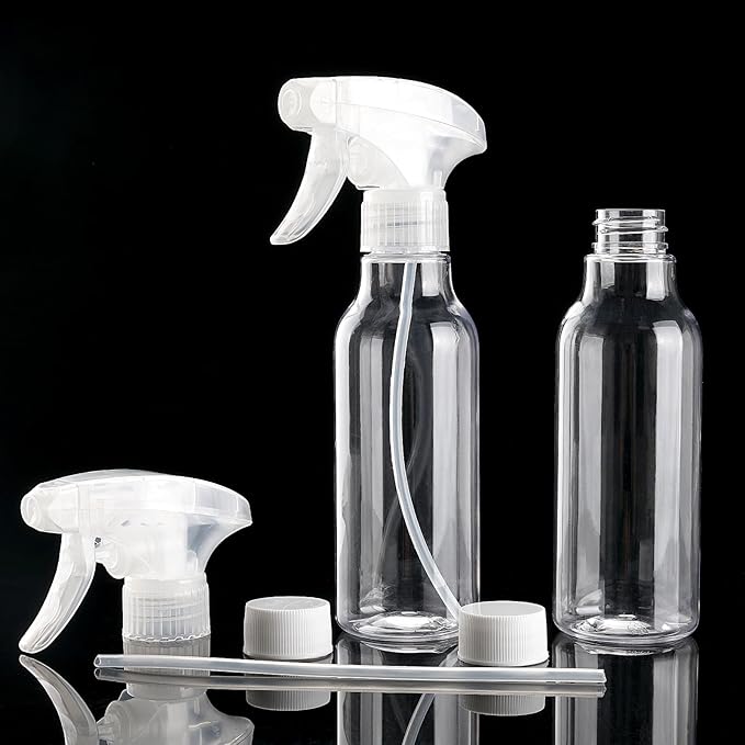 Cosywell Plastic Spray Bottles 8.8oz/260ml 3 Pack Empty Spray Bottle for Cleaning Mist/Stream Heavy Duty Water Spraying Bottle for Cooking Hair Care Essential Oils(Clear)