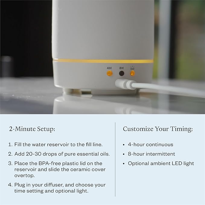 Vitruvi Stone Diffuser, Ceramic Ultrasonic Essential Oil Diffuser for Aromatherapy | Ceramic Diffuser, Diffusers for Home, Oil Diffuser, Room Decor | Suede, 90ml Capacity