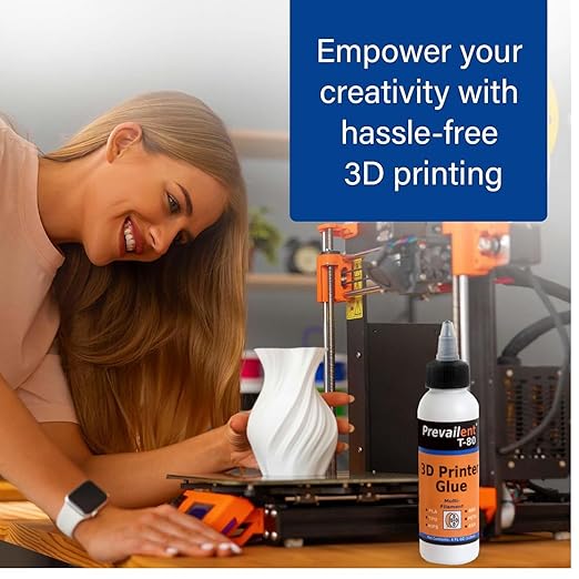 3D Printer Glue – Strong 3D Printer Adhesive for PLA, PETG, ABS, TPU & More, Bed Adhesive for Multiple Build Plates, Reduces Warping, Easy Release, 4 fl oz (118ml) - Prevailent T-80