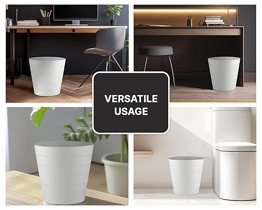 Small Trash Can (2.1 Gallons), Dorm Trash Can, Heavy Duty Dust Bin, Mini Garbage Can for Bedroom (Pack Of 3), Plastic Wastebasket, Bathroom Wastebasket (White) Round paper Trashcan, Office Trash bin