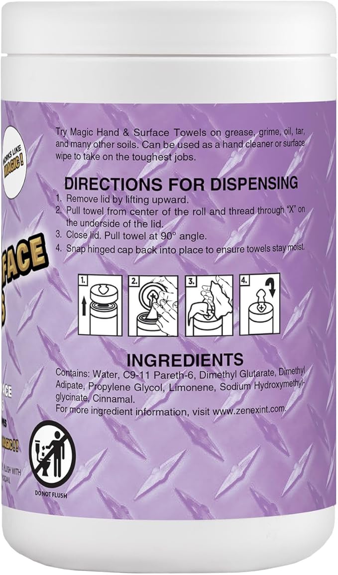 Magic Heavy Duty Cleaning Wipes - Single Sided Hand & Surface Shop Towels | Professional-grade Cleaning | Waterless | Moisturizing | Cleans Grease, Oil, Dirt, & more (1 Pack | 90 Sheets Total)