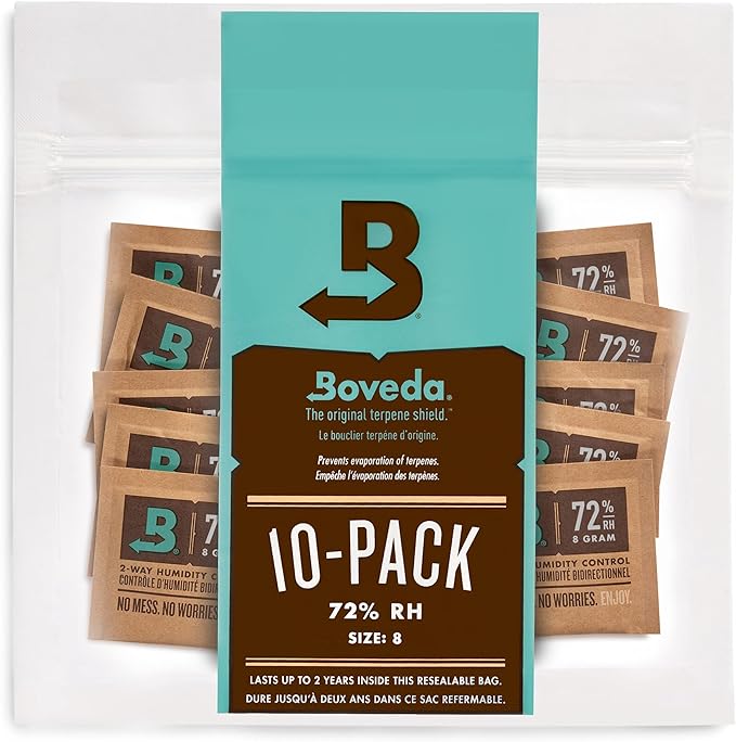 Boveda 72% RH 2-Way Humidity Control – Restores & Maintains Humidity – All in One Solution for Humidification- Patented Technology - Convenient & Versatile - 10 Count Resealable Bag