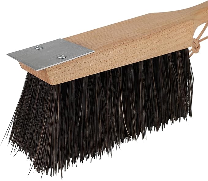 Redecker Garden Hand Brush with Stainless Steel Scraper – Tough Arenga Fiber Bristles for Pavers, Joints & Outdoor Surfaces, Oiled Beechwood Handle, for Stubborn Dirt Removal