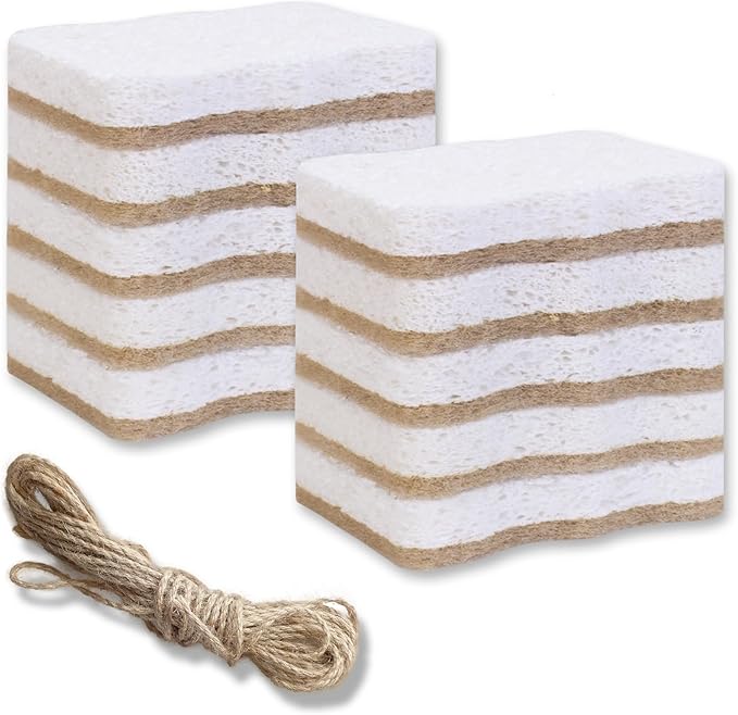 Kitchen Biodegradable Reusable Non Scratch Natural Cellulose Cleaning Sponge, Piece of 10