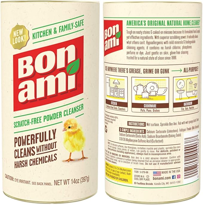 BON AMI Powder Cleanser for Kitchens & Bathrooms - All types of Surfaces, Cleans Grime & Dirt, Polishes Surfaces, Absorbs Odors (12 Pack)