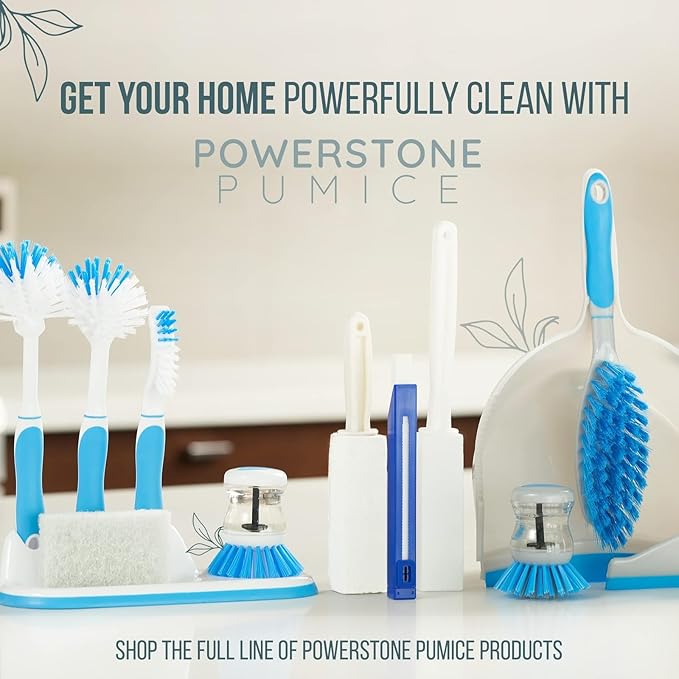 Powerstone Pumice Long Lasting Chisel Sticks - 8 Pack | Refillable Case with 8 Scouring Sticks to Remove Stains, Limescale & Carbon Buildup from Stoves, Ovens, BBQ Grills, Sinks, Tiles, Toilets & More