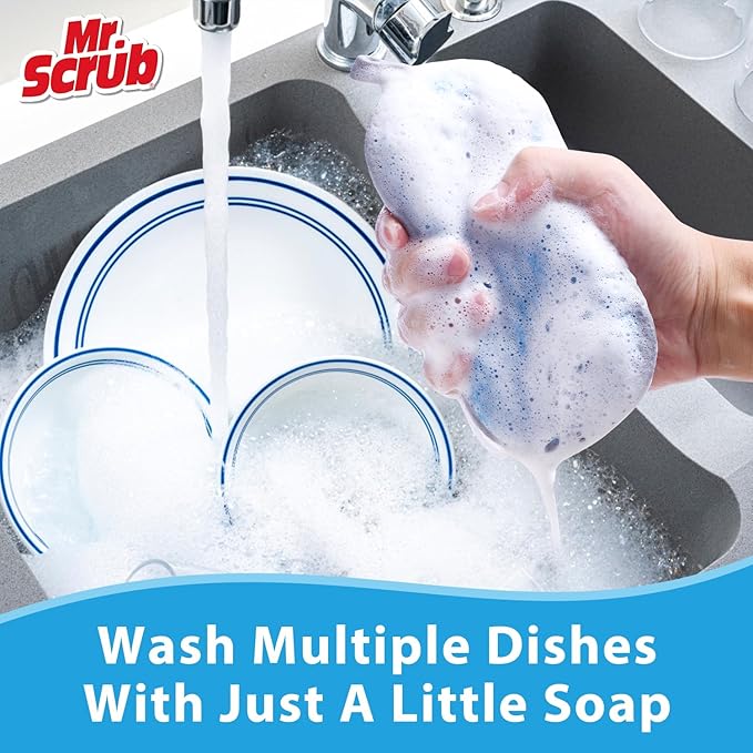 All-Purpose Sponges Kitchen, Non Scratch Dish Sponge for Washing Dishes Cleaning Kitchen, Rough Scrubbers Side for Non-Stick Cookware, Soft Microfiber Scrub Side for Dishes(6 Pack, Large)