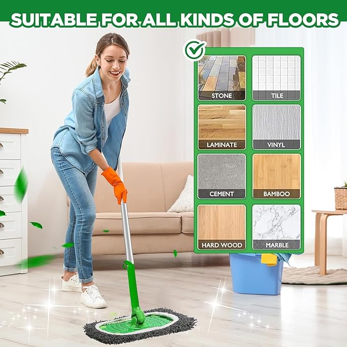 Reusable Microfiber Mop Pads Washable Wet Pads Compatible with Swiffer Sweeper Refills Pads for Wet & Dry Sweeping Cloths Mop Head Replacement for Household Cleaning (Grey 4PCS)