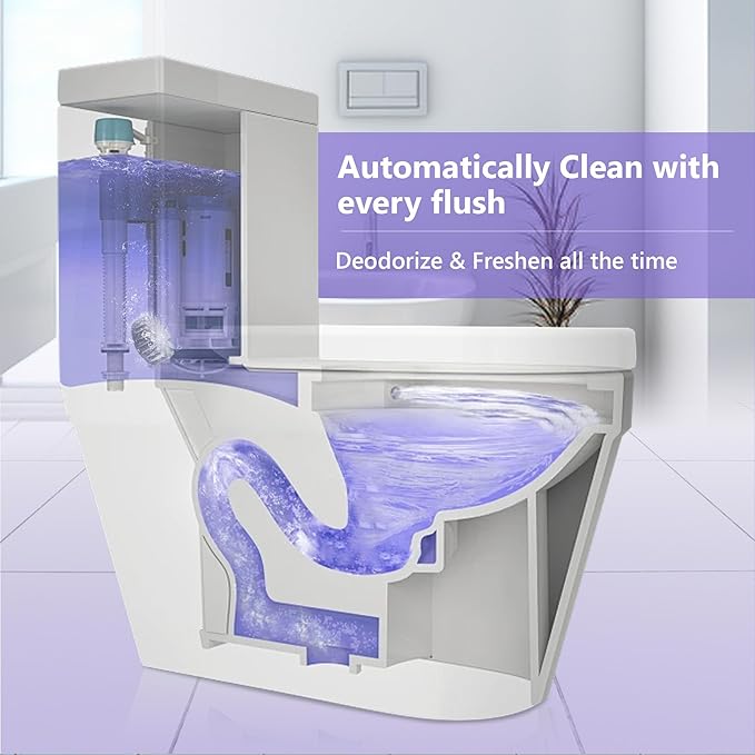 Toilet Bowl Cleaner Tablets, Automatic Toilet Bowl Cleaners, Long-Lasting Toilet Tabs Drop in Tank for Deodorizing & Descaling, Purple, 20 Packs