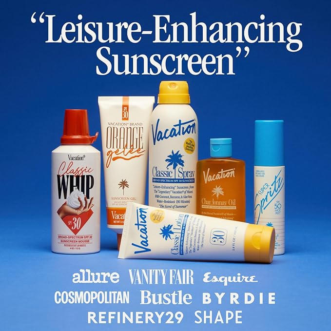 VACATION Mini After Sun Gel, Travel Size Soothing Aloe Vera Gel for Sunburn Relief, Hydrating & Cooling, Non-Sticky Aftersun Care, 1oz (Value Pack of 6)