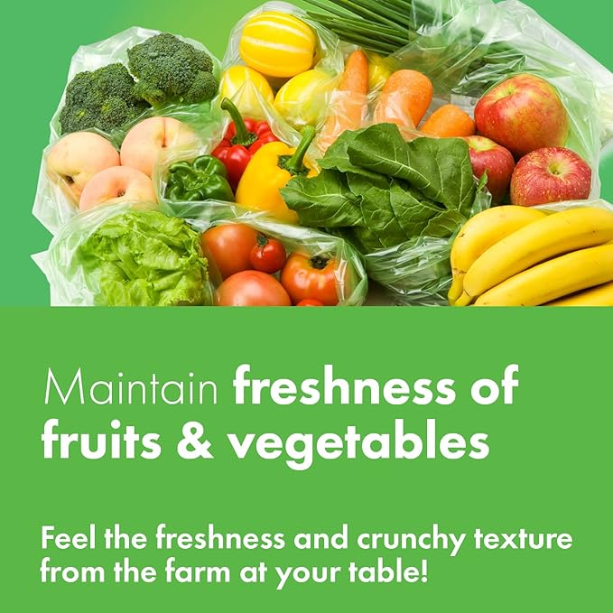 Green, Food Storage Bags, 9.84" 14.56" 200bags, Keep Fresh Produce Bags, Food Saver Storage for Fruits, Vegetables, BPA FREE, HDPE, Green color bag, Plastic Sandwich Bags, Eco-Friendly