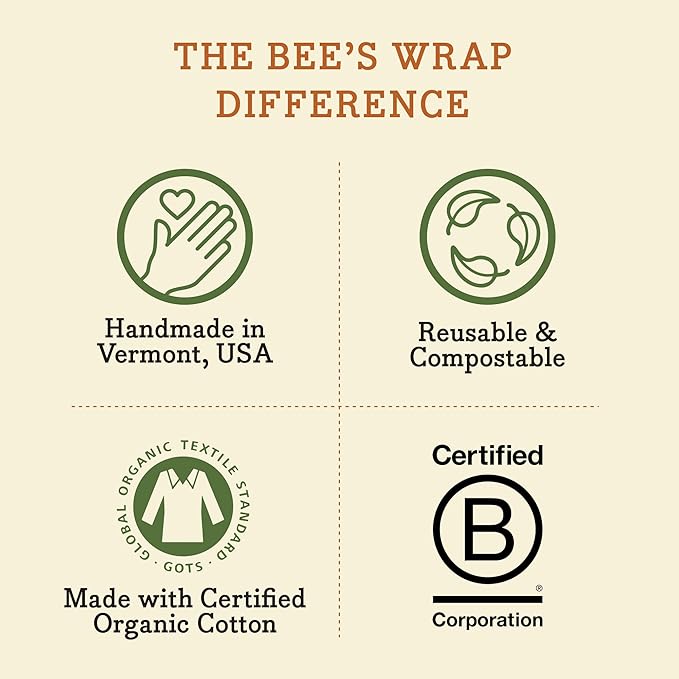 Bee's Wrap Beeswax Wraps for Food - Ocean 3 Pack (2M 1 Sandwich) Made in USA Reusable & Organic Food Wraps, Sandwich Wrap - Eco-Friendly Alternative to Aluminum Foil & Plastic Wrap