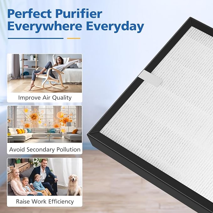 LINNIW TZ-K2 Replacement Filter Compatible with ToLife Air Purifier TZ-K2, 3-in-1 Filtration Systemwith Activated Carbon & Pre-filter, TZ-K2-A replacement filter, 2 Pack