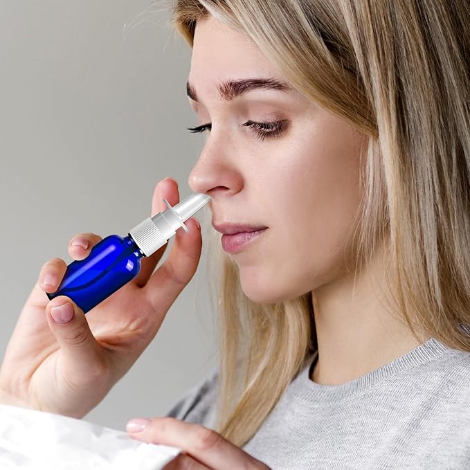 10 Pcs Nasal Spray Bottle Empty, 30ML/1oz 6 Pcs Refillable Nasal Spray Bottle Fine Mist Glass with 2 Pcs Funnels and 2 Pcs Labels