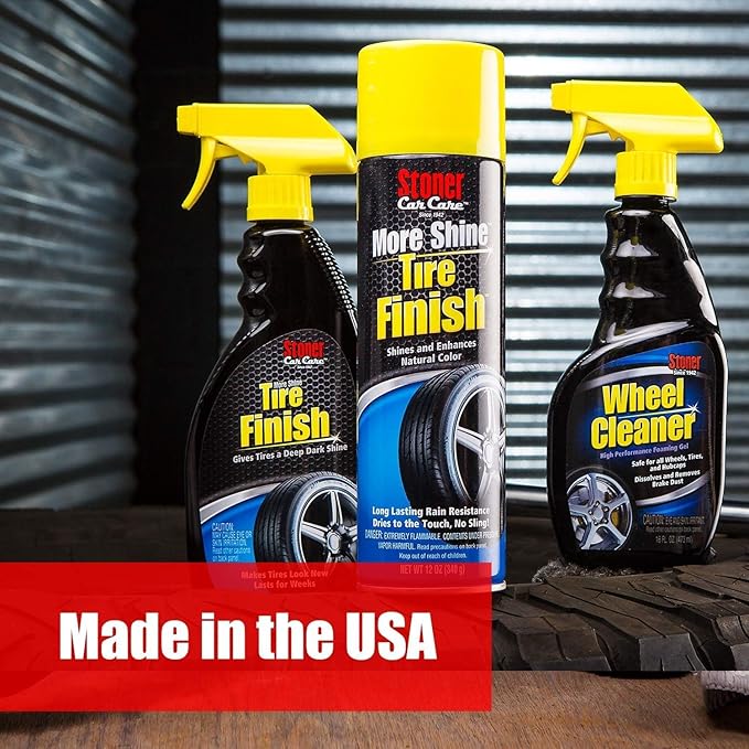 Stoner Car Care 91044-12PK Original More Shine Tire Finish – Tire Shine Spray for a Deep Matte Black Finish with Long-Lasting Rain-Resistant Protection, Non-Greasy No Sling – 12 oz (Pack of 12)