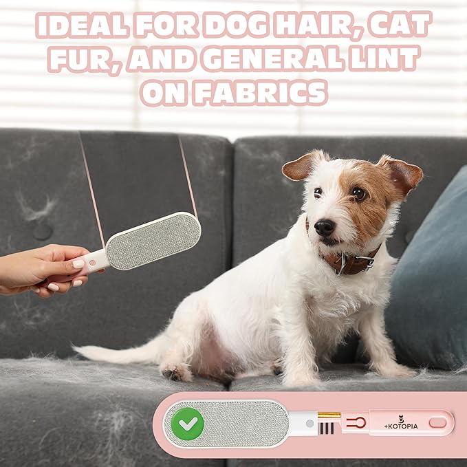 4-in-1 Pet Hair and Lint Remover Brush – Reusable Fabric and Clothing Cleaner for Pet Hair, Lint and Fur – Handheld Multi-Surface Tool for Clothes, Upholstery, Sofa and Travel Use (Pink)
