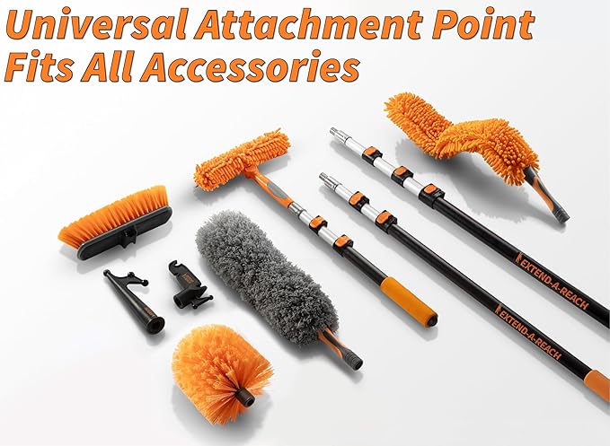 4-13 ft Cobweb Duster with Extension Pole // 20 Foot High Reach Spider Web Cleaner Cobweb Brush for Outdoor & Indoor Web Cleaning // Lightweight & Sturdy Telescopic Pole // The Ultimate Dusting Kit