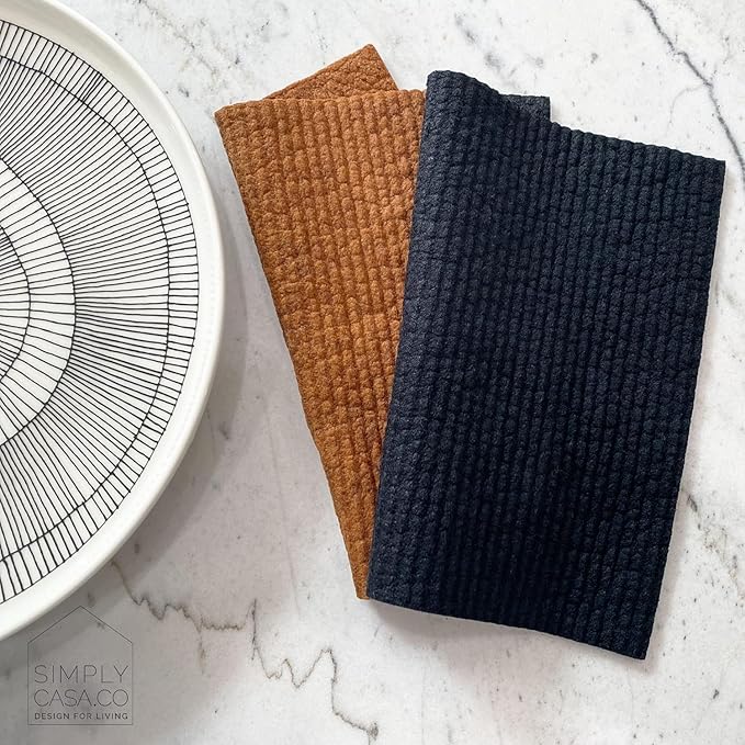 Hand‑Dyed 5‑Pack Swedish Dishcloths – Reusable, Biodegradable Cloths, Super‑Absorbent Dual‑Texture, Plastic‑Free Packaging, Made in Sweden