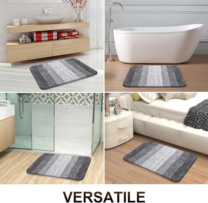OLANLY Bathroom Rugs Mat 59x35, Extra Soft Absorbent Microfiber Bath Rugs, Rubber Backing, Quick Dry, Machine Washable Bath Mats for Bathroom Floor, Tub and Shower, Home Decor Accessories, Grey
