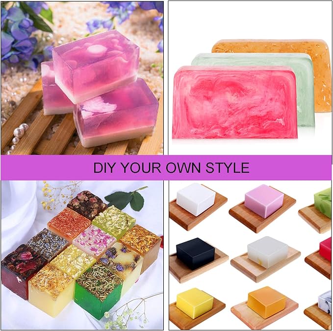 ZOENHOU 4 PCS 42oz Blue Soap Molds with 4 Wooden Lids, Flexible Rectangular Silicone Soap Making Molds Kit with Wood Box DIY Tool Set for Soap Making Supplies