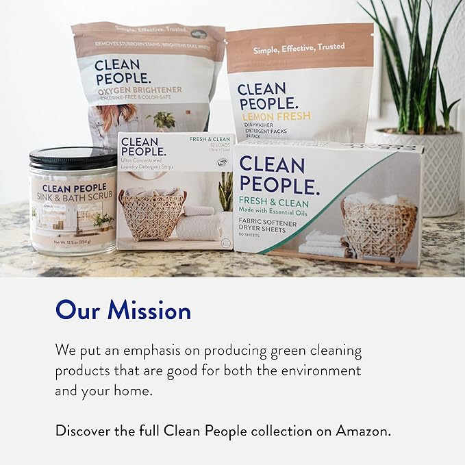 The Clean People Fabric Softener Sheets - Dryer Sheets - Softens & Removes Static Cling - Vegan Laundry Softener With Essential Oils - Fresh Scent, 240 Pack
