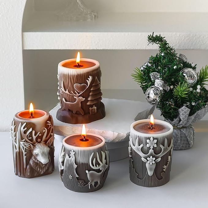 Deer Animal Molds Animal Spiral Wave Pillar Rotate Candle & Resin Mold - Resin Casting Silicone Molds for Home Decor & Candle Making Wave Spiral Mold
