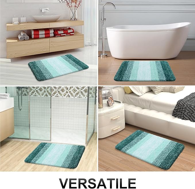 OLANLY Bathroom Runner Rugs 47x24, Extra Soft Absorbent Microfiber Bath Rugs, Rubber Backing, Quick Dry, Washable Bath Mats for Bathroom Floor, Tub and Shower, Home Decor Accessories, Blackish Green