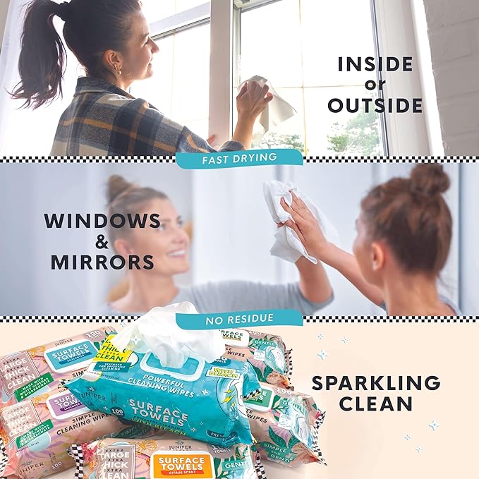 6 Packs Surface Cleaning Wipes, Thick & Large Dispose, All-Purpose Cleaner for Bathroom, Kitchen, Office, 100 Count Soft Flow, Biodegradable, Mix Scent