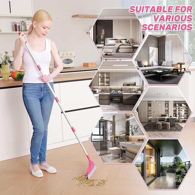 Magic Silicone Broom Sweeper, Multi-Function Floor Cleaning Brush, Bathroom, Pet Hair, Dog Brush Set (Pink)